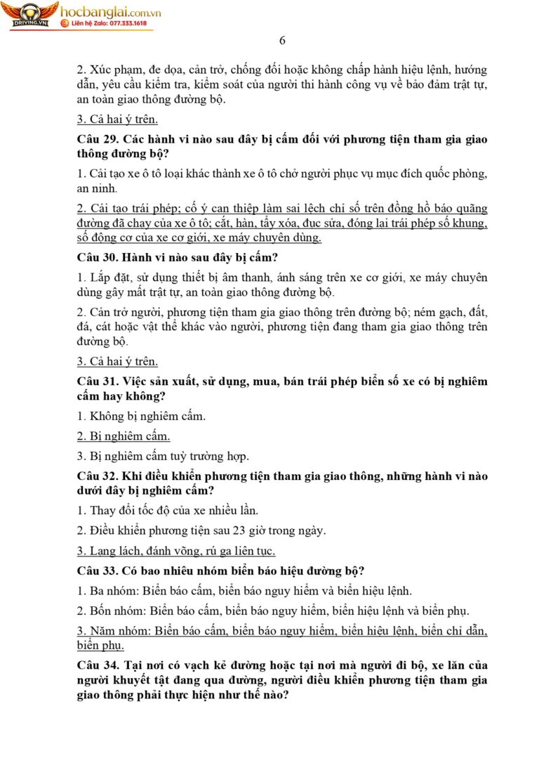 bộ 600 câu hỏi dùng cho sát hạch lái xe cơ giới đường bộ (1) page 0010