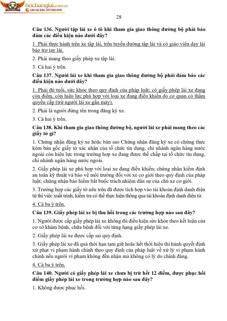 bộ 600 câu hỏi dùng cho sát hạch lái xe cơ giới đường bộ (1) page 0032