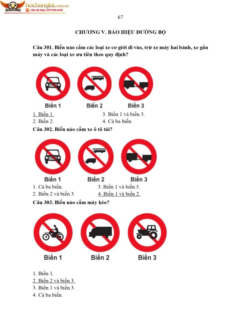 bộ 600 câu hỏi dùng cho sát hạch lái xe cơ giới đường bộ (1) page 0071