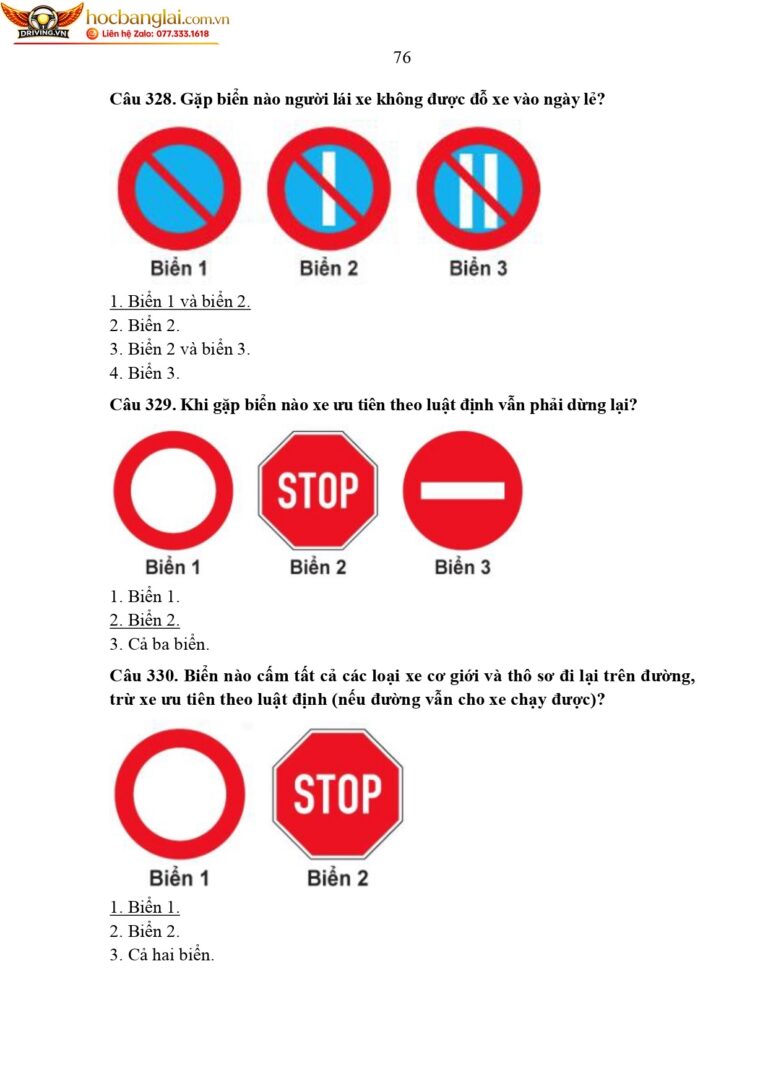 bộ 600 câu hỏi dùng cho sát hạch lái xe cơ giới đường bộ (1) page 0080